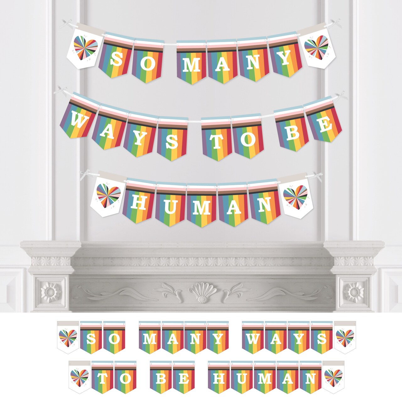 Big Dot of Happiness So Many Ways to Be Human - Pride Party Bunting Banner - Party Decorations